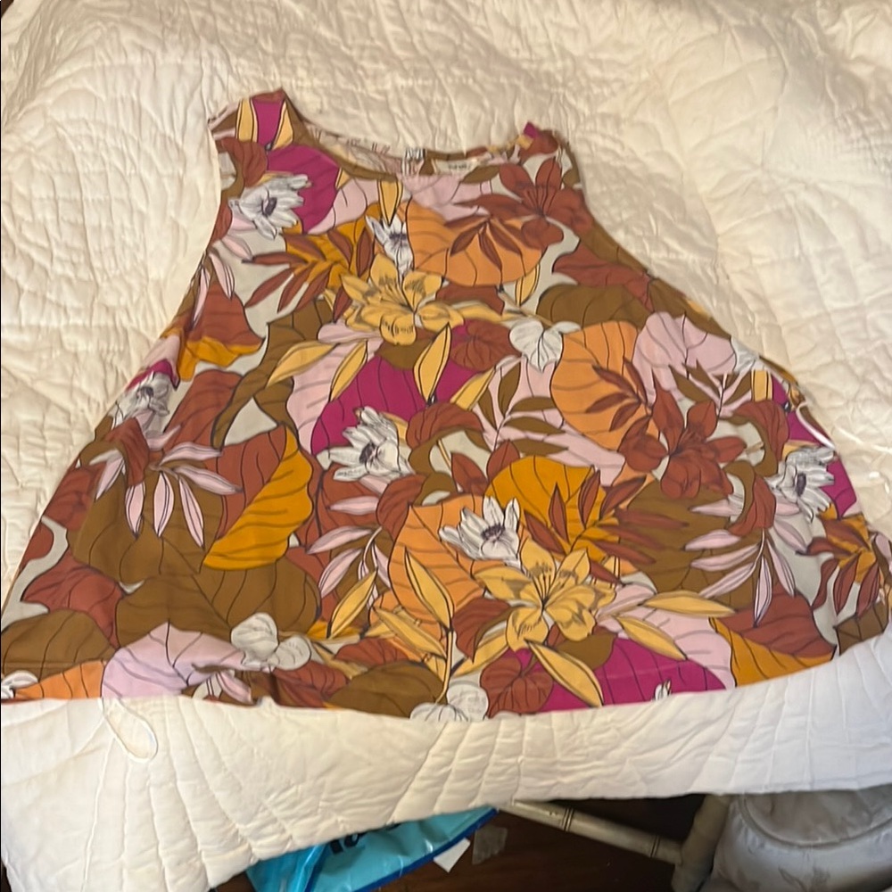 a.n.a Pink and Orange Floral Blouse Sleeveless